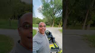 Testing Ryobi 54” Riding Electric Mower Go Green In Yard Work [upl. by Ahseik]