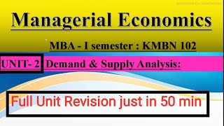 Managerial Economics Unit 2 Demand And Supply Analysis MBA 1st semester  Full Unit Revision [upl. by Bentlee]