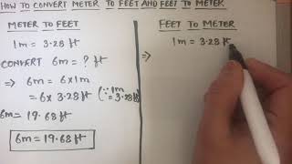 How to convert meterm to feetft and feet to meter  feet to meter and meter to feet conversion [upl. by Lonni]