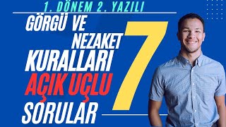 7 Sınıf Görgü Kuralları ve Nezaket Dersi 1 Dönem 2 Yazılı Sınavı Açık Uçlu Soruları ve Cevapları [upl. by Gensmer]