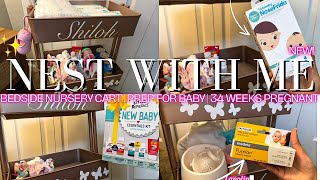 NEST WITH ME 🍼💗  BEDSIDE NURSERY CART SETUP  POSTPARTUM SETUP [upl. by Primaveras]