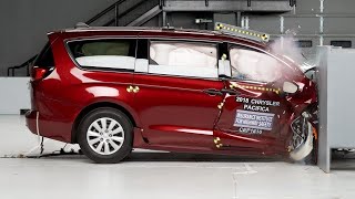 2018 Chrysler Pacifica passengerside small overlap IIHS crash test [upl. by Kumagai]