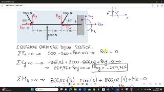 CALCOLO DELLE REAZIONI VINCOLARI PER UNA TRAVE CON INCASTRO [upl. by Nylareg838]