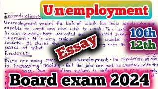 Unemployment Essay Writing For 10th And 12th Class In Englishबेरोजगारी पर निबंध [upl. by Akenn77]