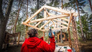 Stelzenhaus Terrasse und Dachkonstruktion  Outdoor Spielplatz selber bauen [upl. by Hilliary]