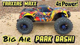 Traxxas Maxx 4S  PARK BASH  BIG AIR SEND [upl. by Mossman499]