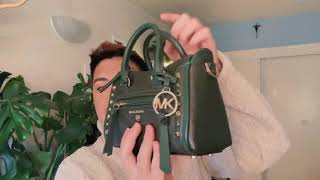 Michael Kors  Carine Extrasmall STUDDED Crossbody Bag  HANDBAG REVIEW Color Moss [upl. by Allianora623]