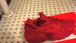 Nike Air Huarache quotTriple Redquot UnboxingReview [upl. by Hctub33]