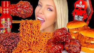 ASMR 10X NUCLEAR FIRE NOODLES CHALLENGE MUKBANG FAIL POPEYES CHICKEN SANDWICH EATING SOUNDS 먹방 [upl. by Gesner370]