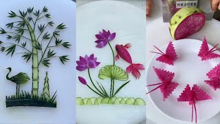 fruit carving craftsman vegetables carving ideas  easy and beautiful fruits decoration creative [upl. by Aisayn]