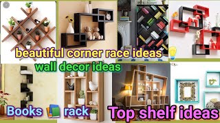 Corner wall shelves design Home wooden wall decorating ideas 2023 Wooden Bookshelf  corner racks [upl. by Nimar]