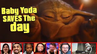 Reactors Reaction To Baby Yoda Using The Force Against A FlameTrooper In The Mandalorian Episode 8 [upl. by Bunnie]