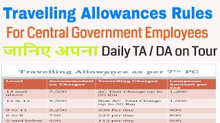 7th Pay TADA Rules for Central Government Employees Daily TA DA for Employees 7th Pay Commission [upl. by Alegnatal]