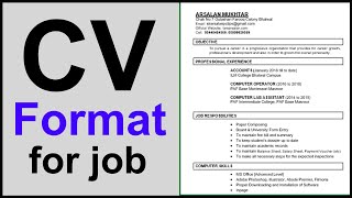 Free Download CV Format for Job  Simple CV Format in Word [upl. by Mellins20]