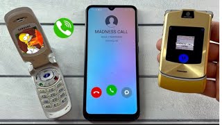 XIAOMI Redmi 9c NFC and Motorola Razor Gold Incoming Call amp Samsung A800 Outgoing Call  Two Flip [upl. by Crissie]