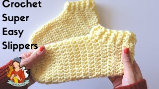 How To Crochet Super Easy Slippers [upl. by Girand]