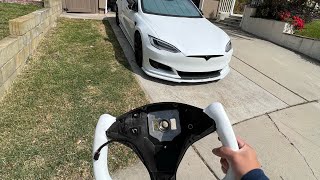 Tesla Model S Yoke steering wheel install [upl. by Hakeber]