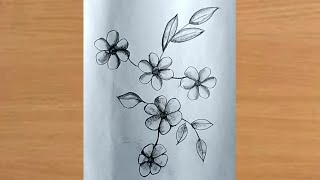 Beautiful Flower Design Drawing with pencil  Hand Embroidery Flower Designs For Beginners [upl. by Nahor]