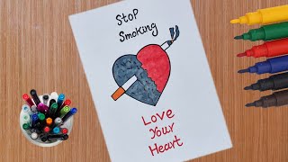 Stop Smoking Drawing  World No Tobacco Day Poster  Tobacco Day Chart  No Smoking Day Drawing [upl. by Neibaf]