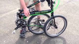 Folding and unfolding Bike Friday to keep on chain [upl. by Sirhc573]