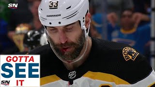 GOTTA SEE IT Zdeno Chara Bloodied After Taking Puck To Face In Game 4 [upl. by Byron371]