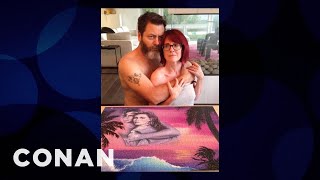 Megan Mullally amp Nick Offerman’s Cheesy Puzzle Pictures  CONAN on TBS [upl. by Notlrak349]