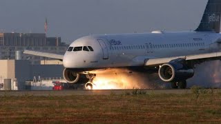 Jet blue landing gear failure at LaX 1920×1020p HD [upl. by Suoivatram]