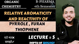 relative aromaticity and reactivity of pyrrole furan and thiophene  unit 3  organic chemistry [upl. by Coppock]