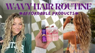 WAVY HAIR ROUTINE using only affordable drugstore products [upl. by Tutto]