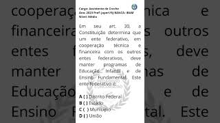 1 Banca IBAM  CF  QUESTÃO c GABARITO  Concurso PARACAMBI  RJ  2024  área Educação [upl. by Luap]