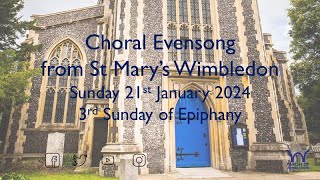 Choral Evensong from St Mary Wimbledon on Sunday January 21st 2024 [upl. by Ennire]