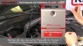 Dino KRAFTPAKET Starthilfegerät 12V24V 1200A Starthilfe mit Powerbank amp LEDLampe 136106 [upl. by Oba]