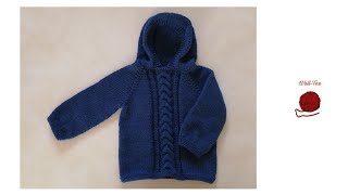 Babypullover mit Kapuze stricken Schritt für Schritt andere Größen siehe Infobox [upl. by Aztinaj773]