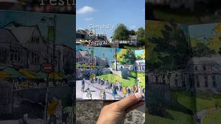 Sketching Caerphilly Cheese Frstival urbansketchers art drawing caerphilly [upl. by Kleeman]