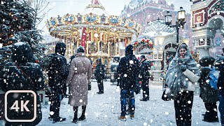 【4K】Snowstorm in Moscow amp Christmas Markets  Winter in Moscow Russia 🇷🇺 [upl. by Etsirk]