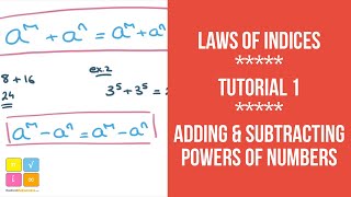 Laws of Indices  Tutorial 1  adding amp subtracting powers of numbers [upl. by Solomon639]