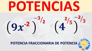 POTENCIAS con EXPONENTE FRACCIONARIO NEGATIVO  POTENCIA DE POTENCIAS  Juliana la Profe [upl. by Anibor]