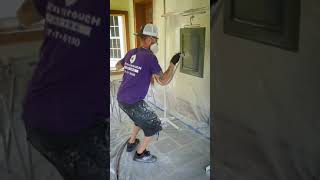 Spraying Cabinets with Paint Rack painter cabinetpainting spray [upl. by Dovev561]