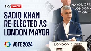 Sadiq Khan wins reelection as London Mayor [upl. by Hgeilyak412]