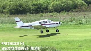 PIPER CHEROKEE 140 Landing on a GRASS RUNWAY [upl. by Dempsey]