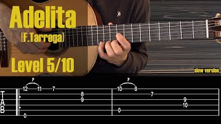 Adelita Tarrega Guitar Tutorial Free TabSheet [upl. by Anais]