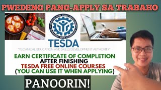 FREE TESDA ONLINE COURSES 2021  Earn Certificate of Completion PangApply Sa Trabaho eTESDA [upl. by Ahsiam]