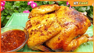 GÀ NƯỚNG SA TẾ Da Giòn Bằng Lò Chiên Không Dầu Air Fryer  Cách Pha Nước Chấm Huyền Thoại  KT Food [upl. by Adne]