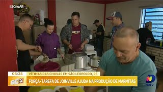 Voluntários de Joinville preparam 300 marmitas por dia em São Leopoldo no RS [upl. by Miltie]