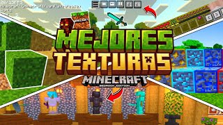 🍷 TOP 12 MEJORES TEXTURAS para MINECRAFT BEDROCK  PE  120x 🌻JavaSounds  F1 Combat y mas [upl. by Tiloine288]