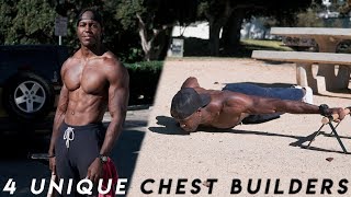 4 UNIQUE BODYWEIGHT EXERCISES TO BUILD A BIGGER CHEST AT HOME [upl. by Winna969]