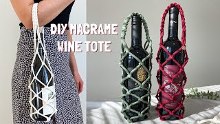 DIY  Macrame Wine Tote  Bottle Carrier Tutorial  마크라메 와인 가방 [upl. by Hermann215]