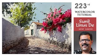 Watercolor painting tutorial Beyond the reference photo  Landscape painting  Sunil Linus De [upl. by Aniles911]