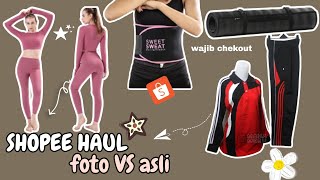 SHOPEE HAUL BAJU OLAHRAGA GYM MATRAS KORSET edisi FOTO VS ASLI dwifebi🥰 [upl. by Jan]