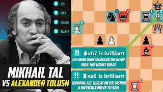 Mikhail Tal is GENIUS – 4 Brilliant Move in a game against Alexander Tolush  USSR Championship 1957 [upl. by Rennug]